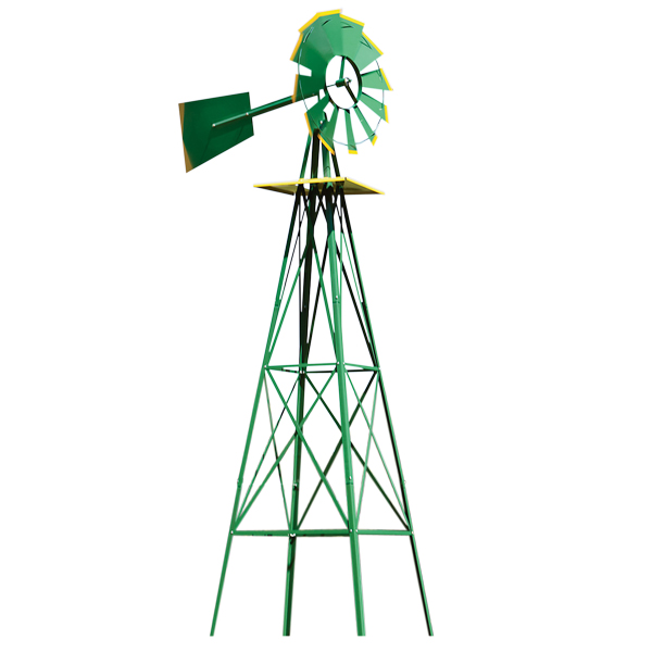 8 ft Metal Windmill Garden Yard Decoration Weather Rust Resistant Wind ...